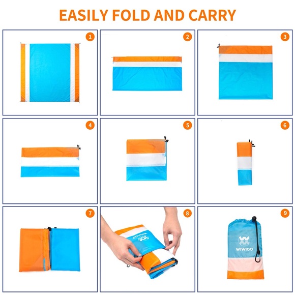 NIB - Sandproof 79” X 82” Oversized Beach Blanket in Color: Lake Blue - Picture 13 of 13